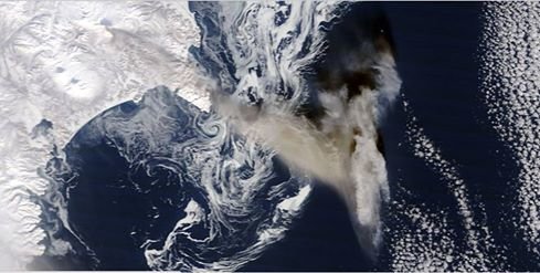Click to enlarge Ash plume from Zhupanovsky volcano