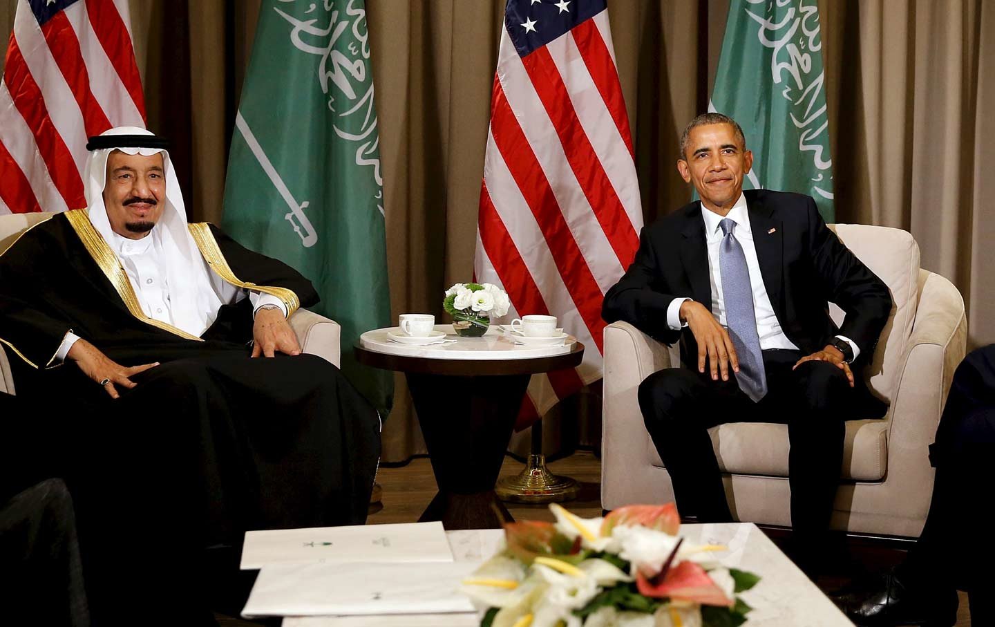 Click to enlarge Barack Obama and Saudi Arabia's King Salman