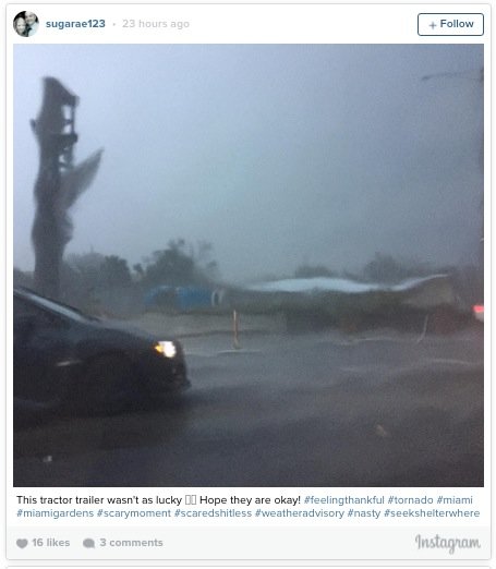 Tornado damage in Miami Floria