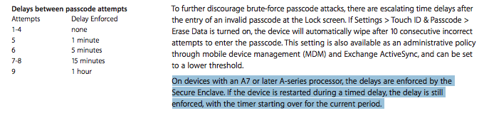 Excerpt from Apple iOS 7 security guide