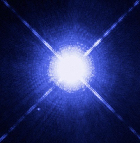 Sirius A and Sirius B as seen by the Hubble Space Telescope