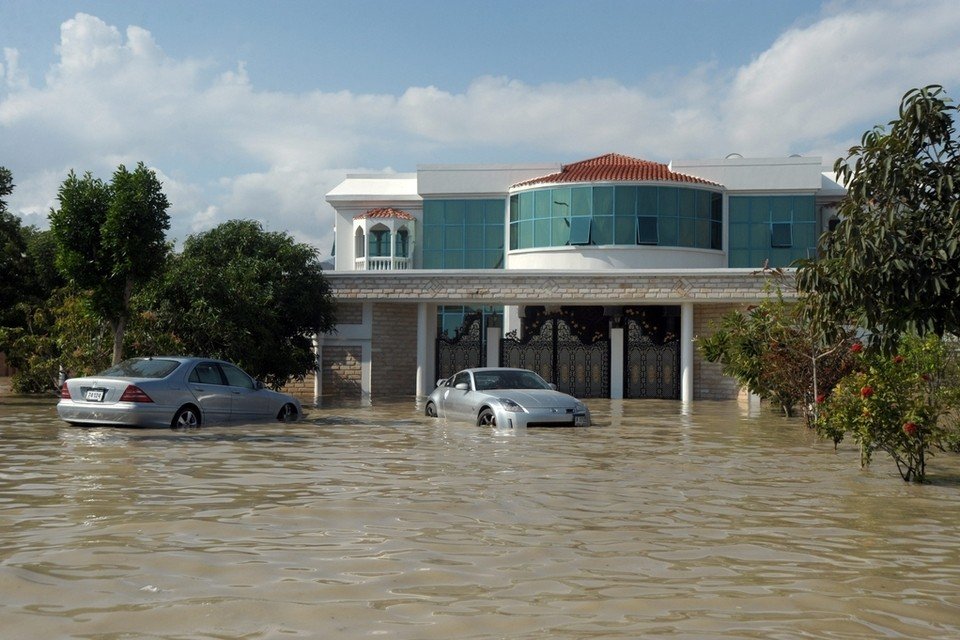 Cars parked outside a villa in Fujairah.