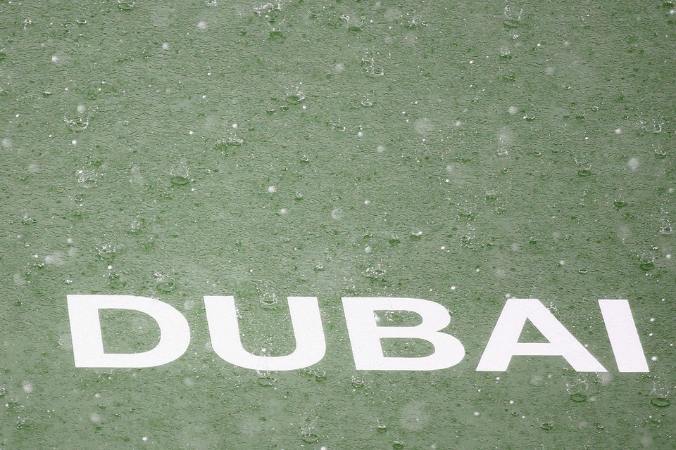 Hail falls down on Centre Court. 