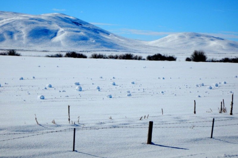 spontaneous snowballs near Picabo, Idaho.