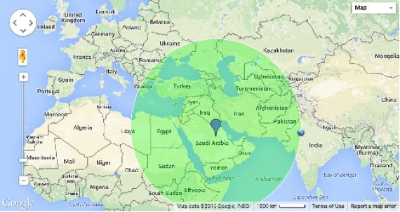 DongFeng Missile range map