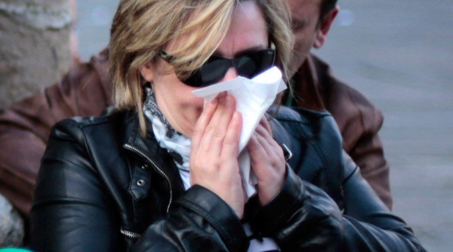 Click to enlarge influenza, cold virus, sick woman