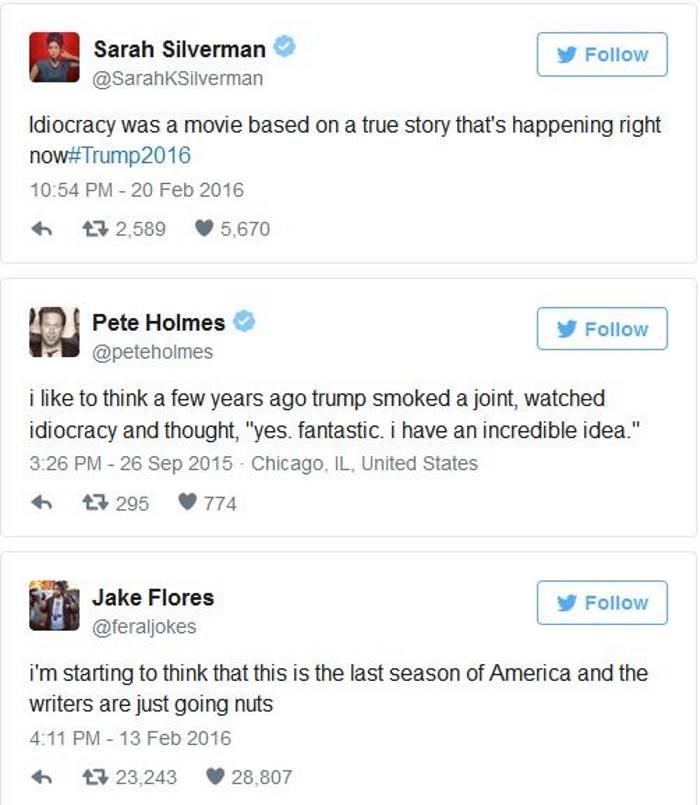 Click to enlarge idiocracy tweets