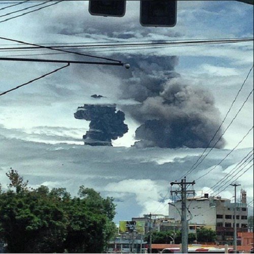 Tungurahua volcano eruption in Ecuador on February 26, 2016