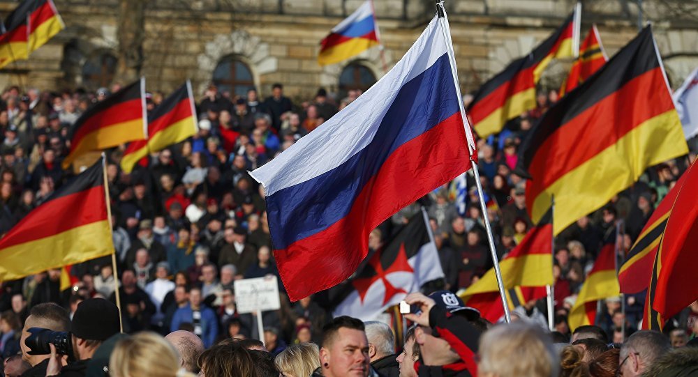 Russia and German flags