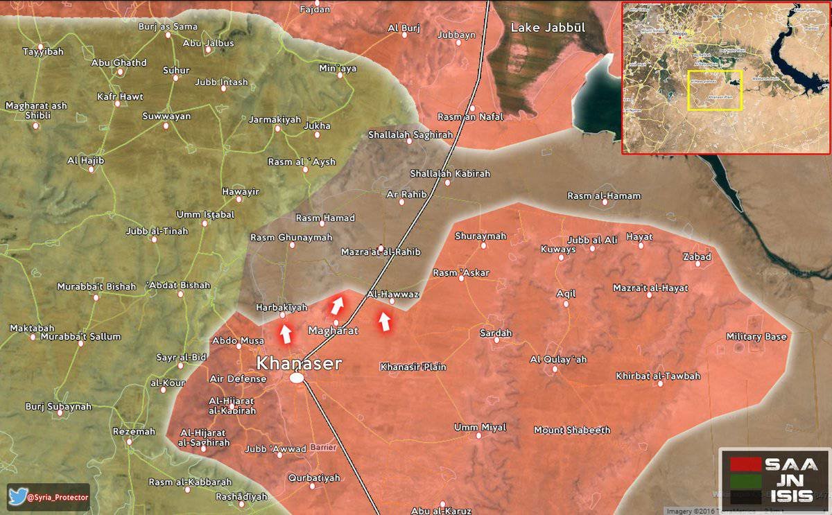 Khanaser supply route Syria map