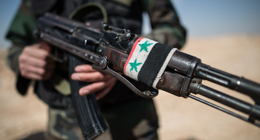 Syrian army soldier flag