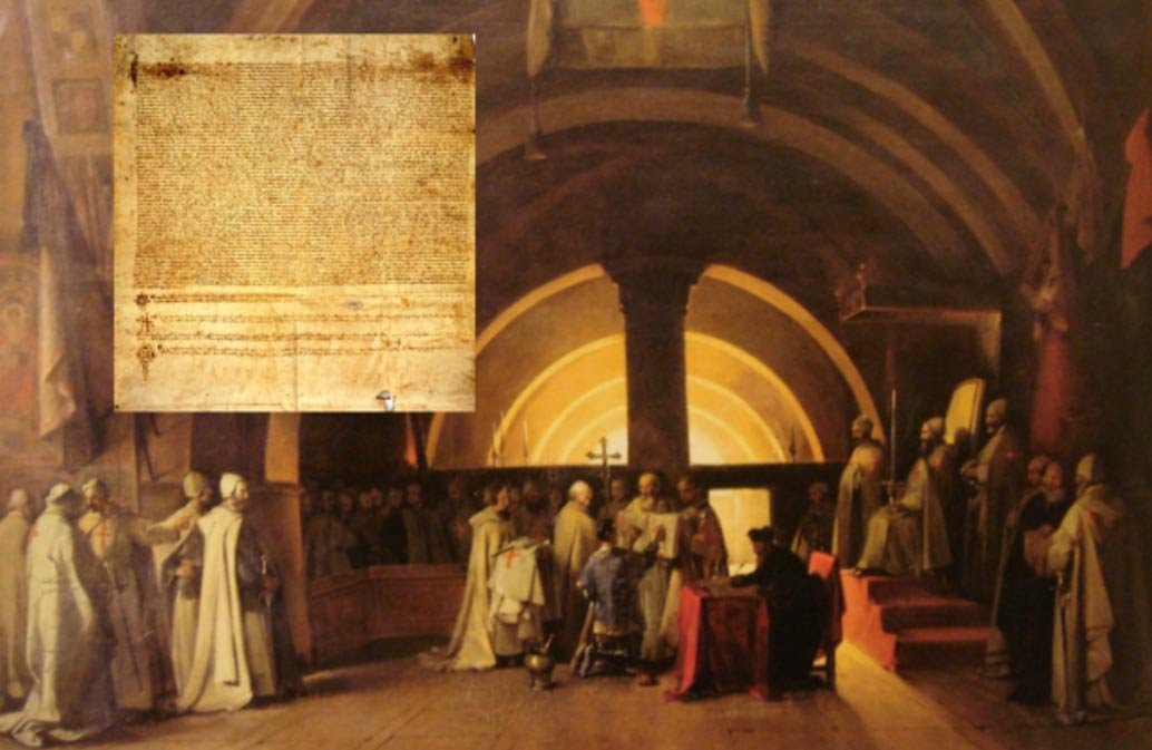 Click to enlarge Deriv; Ordination of Jacques de Molay in 1265 as a Knight Templar, at the Beaune commandery and the Chinon Parchment