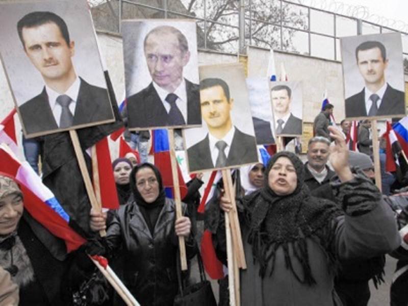 assad putin support demonstration
