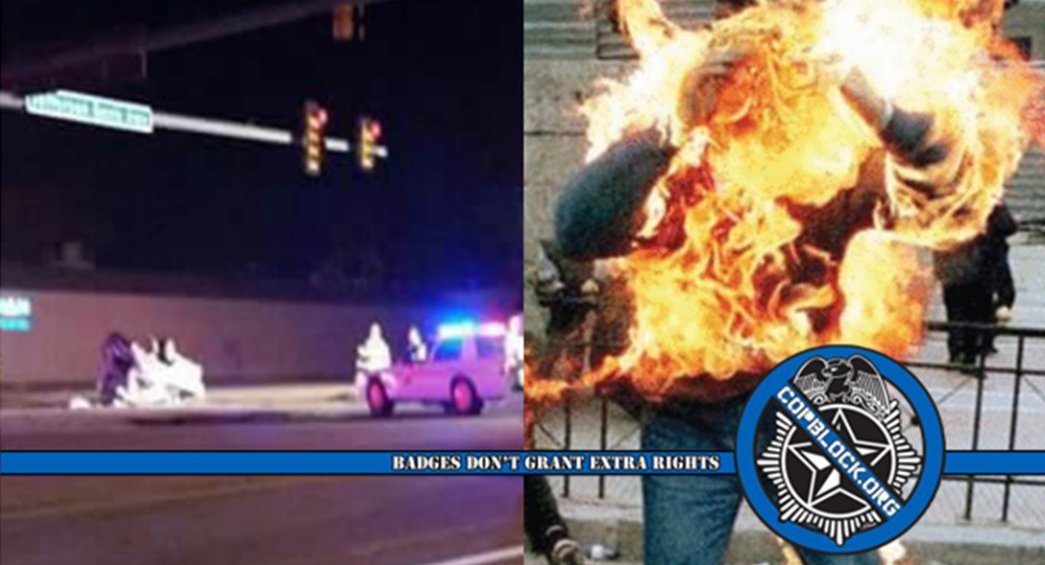 man set on fire