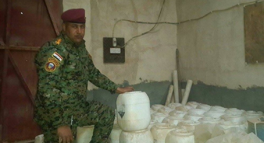 Iraqi soldier with ISIS chemical weapons