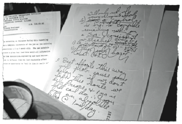 handwritten log