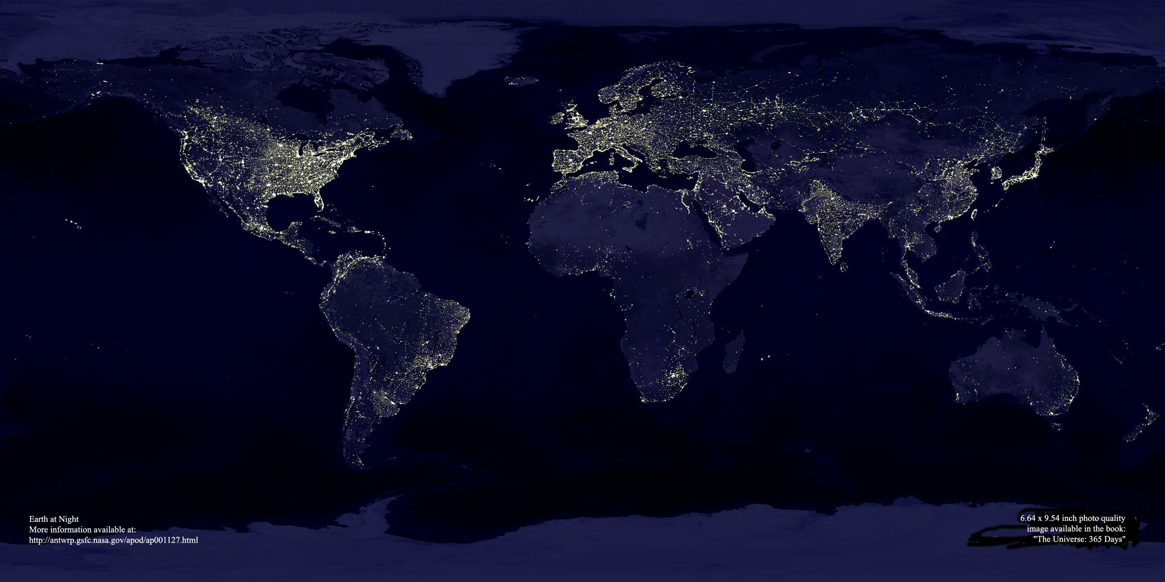 Click to enlarge light pollution, earth night
