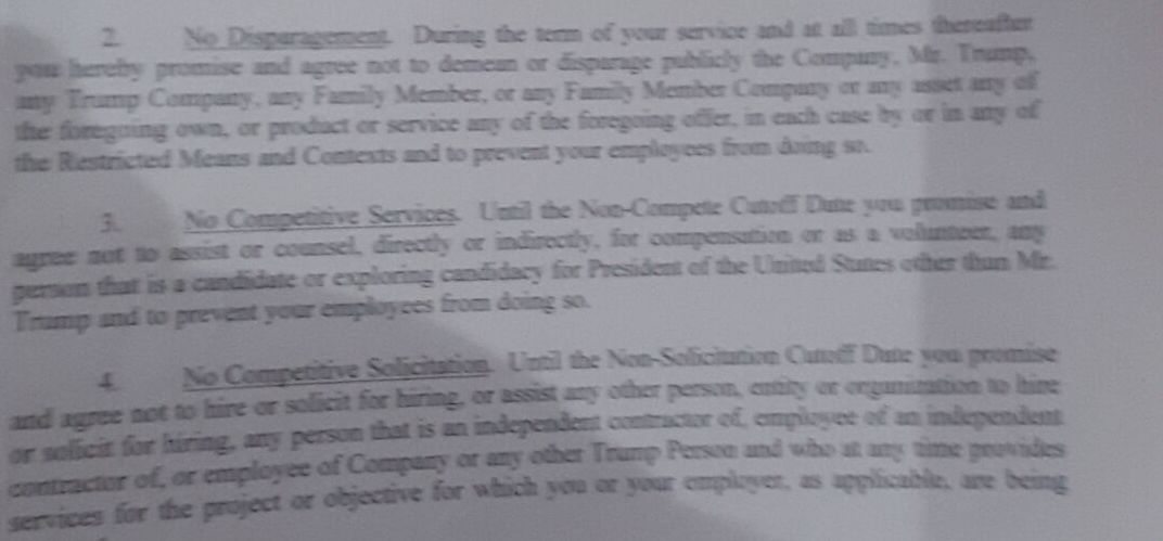 Click to enlarge Trump volunteer contract
