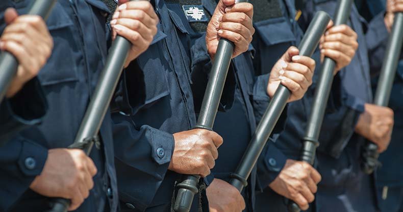 cops with sticks
