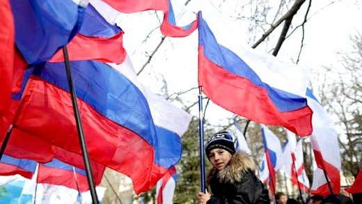 Boy with Russia flag