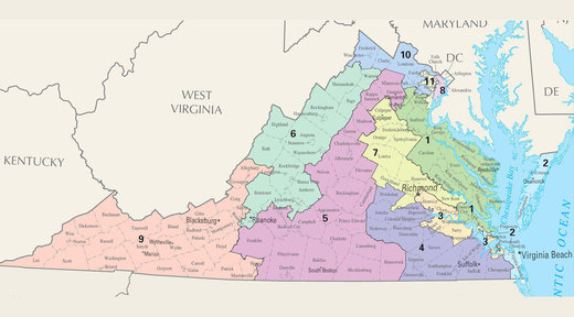 Click to enlarge Virginia congressional map