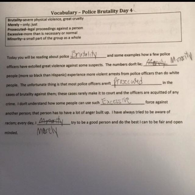 Police brutality assignment