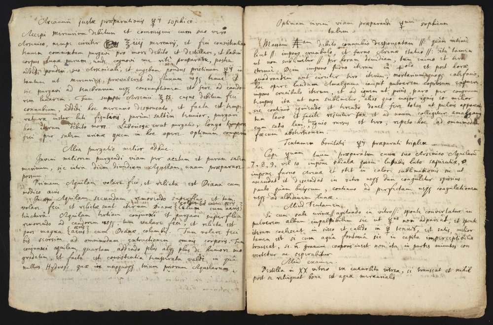This 17th century manuscript contains instructions that Newton copied from an American alchemist's writings, as well as descriptions of one of Newton's own experiments.