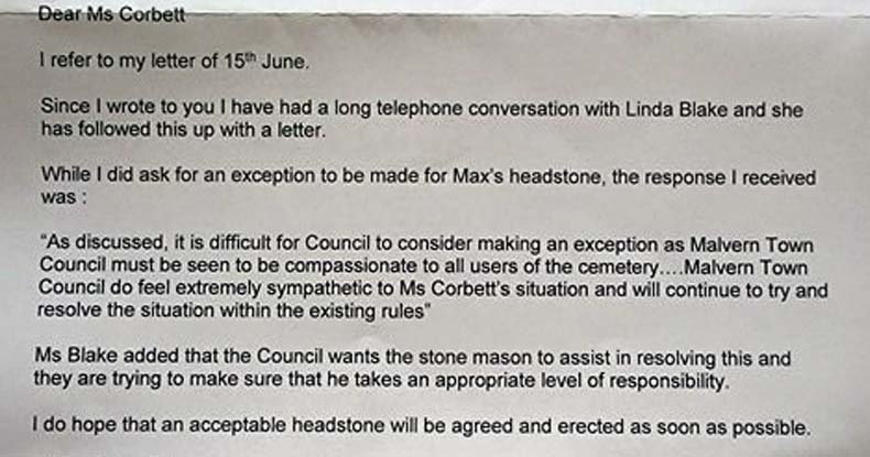 Click to enlarge malvern town council letter