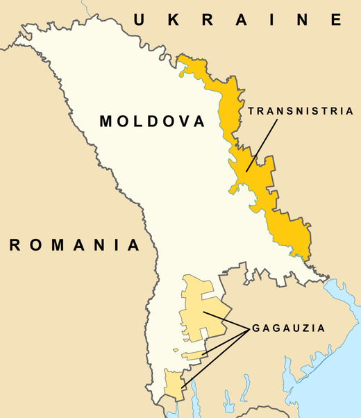 Map of Moldavia and Transnistria
