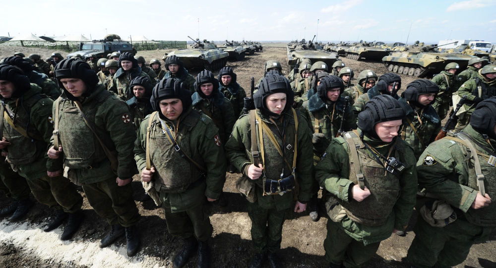 russian troops training