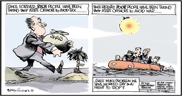 Martyn Turner sketch refugee hypocrisy