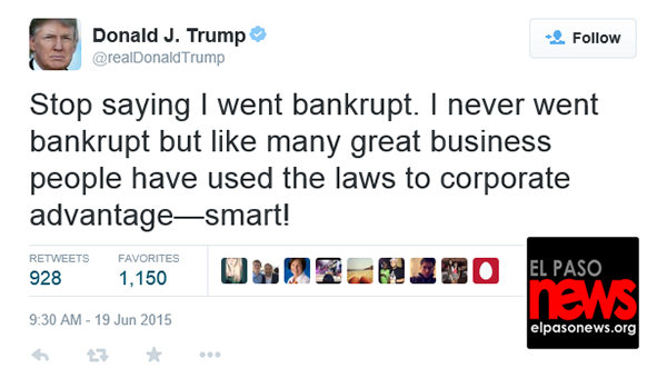 trump, never went bankrupt