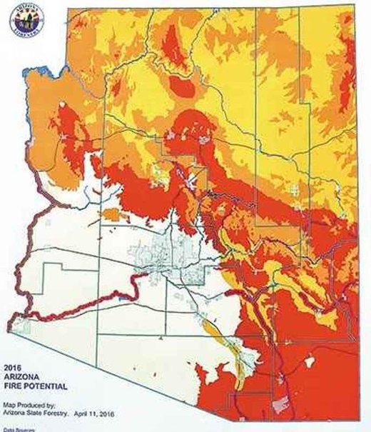 Arizona fire potential map 2016