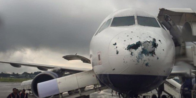 The aircraft sustained some damage to its nose 