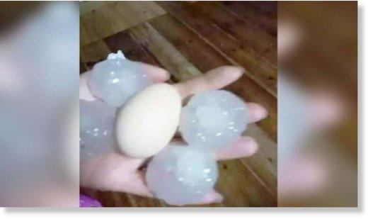 Hailstones the size of birds’ eggs hit Hunan over the weekend, according to media reports