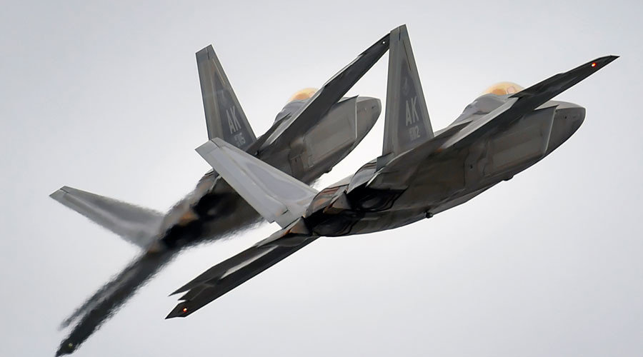 Two F-22 Raptor fighter jets