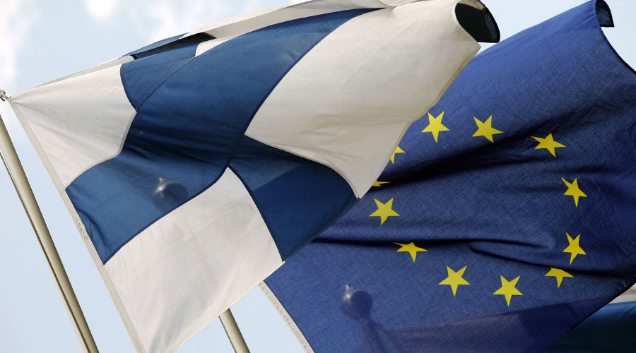 Click to enlarge Finland and EU flags