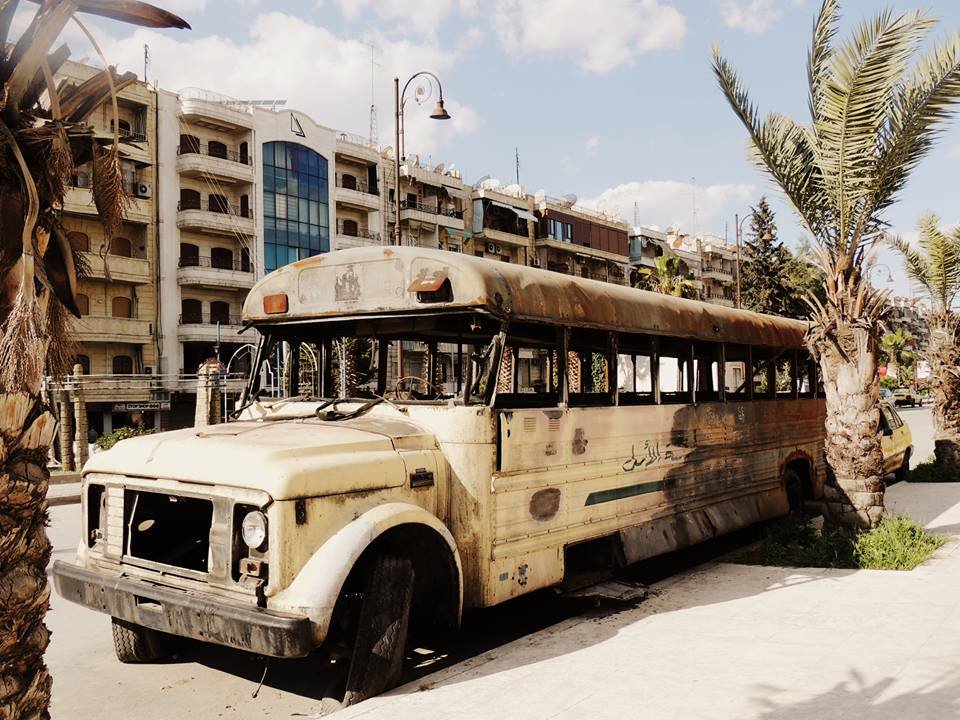 Click to enlarge aleppo bus burned