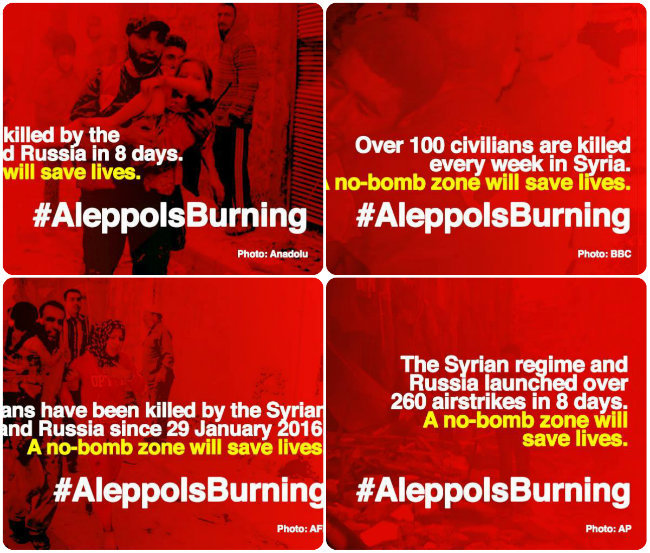Click to enlarge collage aleppo burning