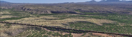 Idle trains in Arizona desert