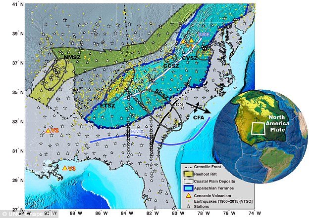 SE USA earthquakes
