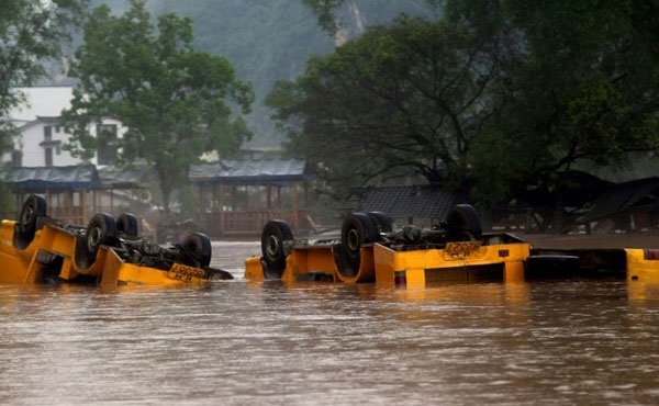 Overturned trucks