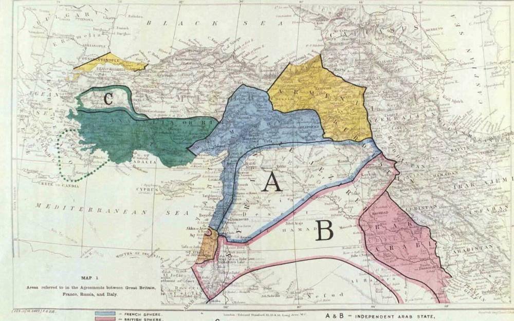 sykes-picot agreement israel map