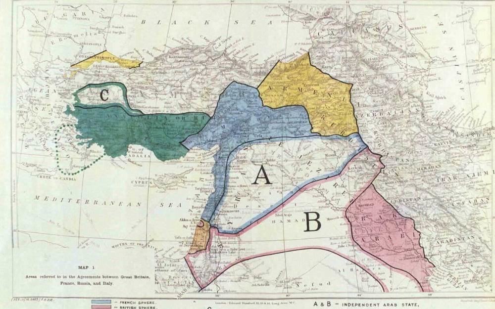 Click to enlarge sykes-picot agreement israel map