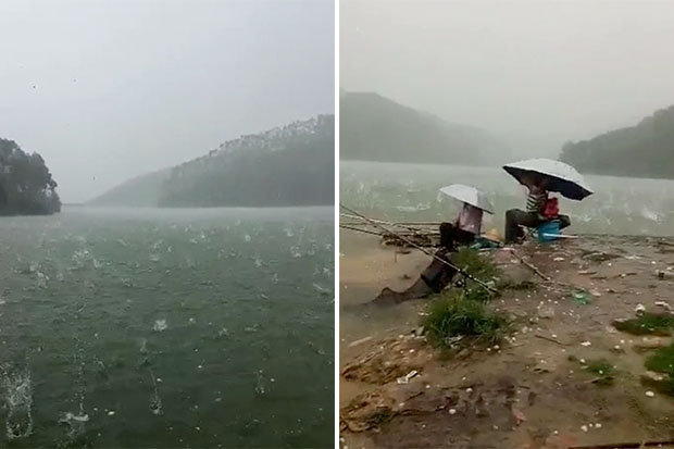 PELTED: The fishermen hope to avoid a beating from the hail stones