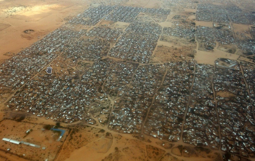 An aerial view of the Dagahaley refugee camp, which makes up part of the giant Dadaab refugee settlement, on July 19, 2011, in Dadaab, Kenya. 