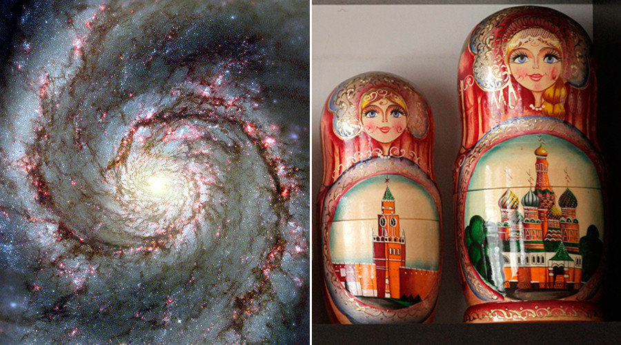 Click to enlarge galaxy and russian doll cluster