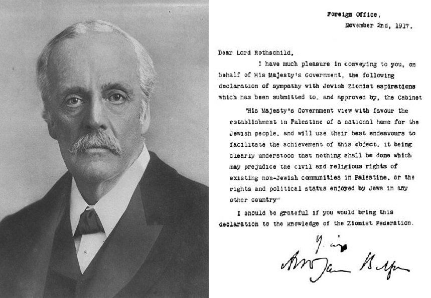 Click to enlarge Arthur Belfour 1917 Declaration to Baron Rothschild