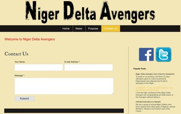 Niger Delta Avengers website picture