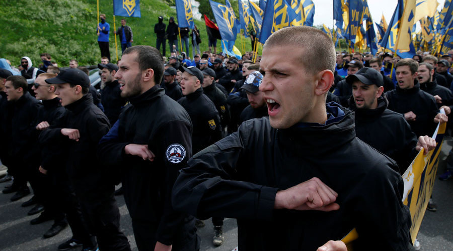 Click to enlarge Azov battalion protests